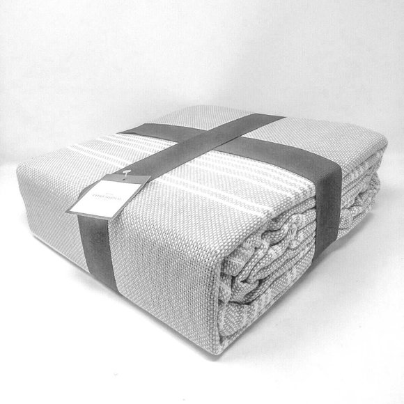 Threshold Other - NWT Threshold Stripe Cotton Bed Blanket Grey White
